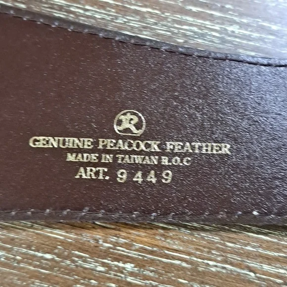 Peacock Feather Vintage 80’s Belt Gold Tone Clasp Genuine Peacock Adjustable - Picture 6 of 10